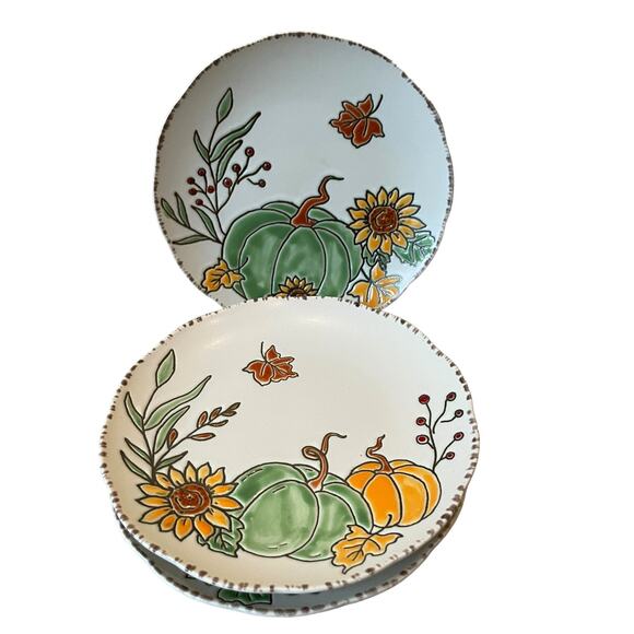 Eli & Ana Pumpkin Appetizer Plates 6in Thanksgiving Fall Harvest Set of 4 New - Picture 1 of 14